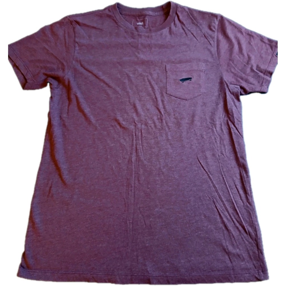 Vans Mens Short Sleeve Pocket‎ T-Shirt Small Redish Crew Skateboard Logo #532C